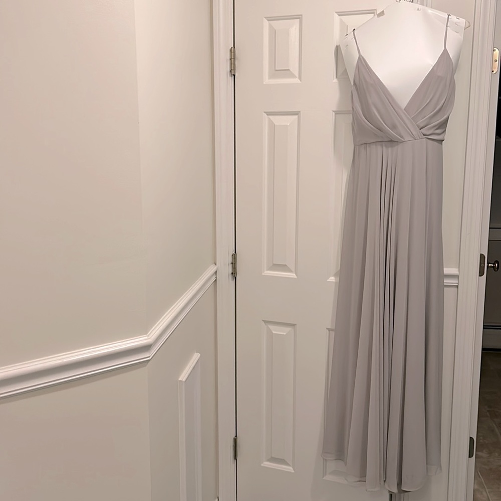 BHLDN Eva full-length dress. Size large. Fog Gray